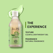 Alps Goodness Aloe vera gel bottle, clear lightweight gel with natural fragrance
