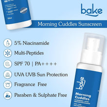Niacinamide sunscreen bottle front label, SPF 70 PA+++ and multi-peptides