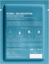 BAKE retinol-collagen sheet mask, back label on blue pouch