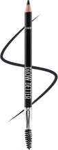 Black eyebrow pencil with attached spoolie, slim tip for defining brows