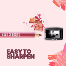 Lip liner pencil and built-in sharpener for warm cinnamon-brown shade