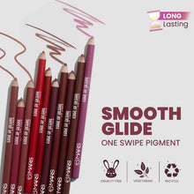 Assorted lip liner pencils in deep red, brown, and mauve shades