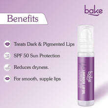 BAKE lavender lip balm oil SPF 50, purple tube with white applicator