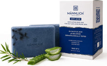 Pack of two anti-acne soap bars with retail boxes and aloe leaves