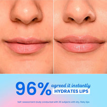 Glossy lips with berry-toned lip balm finish for a smooth hydrated look