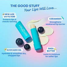Dot & Key SPF50 Blueberry Bliss lip balm tube with creamy balm swirl and blueberries
