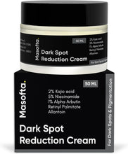 Dark spot reduction cream jar with black lid and label, 50 mL
