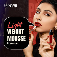 MARS Popstar Non-Drying Liquid Mousse Lipstick | Matte Finish | Lightweight & Non-Sticky Formula | Up to 12 Hours Long-Lasting | Transferproof & Waterproof | Shade 12-Fame | 6ml