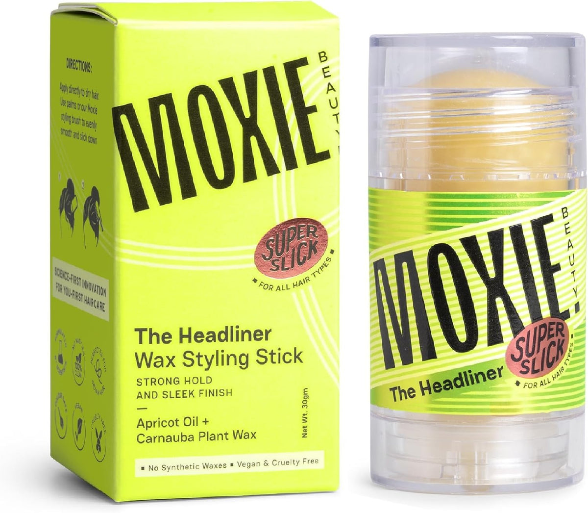 Moxie Beauty The Headliner Hair Stick – Anti-Frizz Slick Styling Wax, 30g