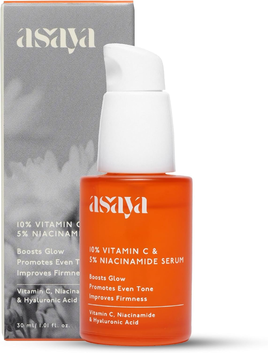 Asaya 10% Vitamin C Face Serum | 5% Niacinamide & Hyaluronic Acid | Brightening & Glowing Skin | Dark Spot & Uneven Tone Care | Skin Barrier Support | Non-Sticky & Gentle Formula
