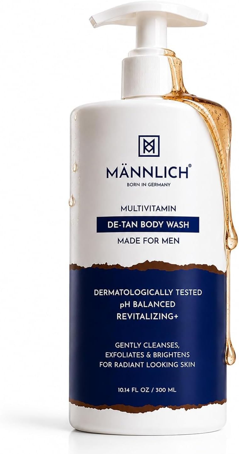 Mannlich De-Tan & Detox Body Wash | 2% Kojic Acid Body Wash for Tan & Pigmentation Care | Deep Cleansing & Skin Brightening | Multivitamin Enriched | Hydrating & Nourishing | 300ml