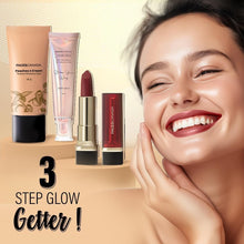 Tinted moisturizer tube with lip products and compact, honey beige 03