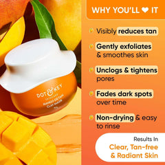 Dot & Key Mango Detan Tan Removal Clay Mask – With Glycolic & Lactic Acid, Fresh Juicy Mango Fragrance, For All Skin Types, 70 g
