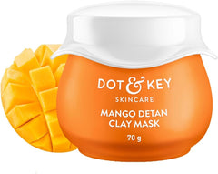 Dot & Key Mango Detan Tan Removal Clay Mask – With Glycolic & Lactic Acid, Fresh Juicy Mango Fragrance, For All Skin Types, 70 g