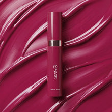 Plum drip lip tint tube with glossy magenta swatches