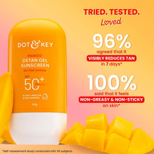 DOT & KEY Mango detan gel sunscreen SPF 50+ PA+++ 50g bottle, orange gel lotion