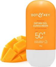 DOT & KEY Mango detan gel sunscreen SPF 50+ PA+++ 50g, orange and white bottle
