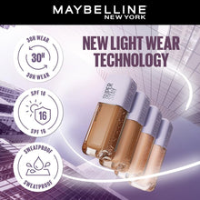 Maybelline Super Stay Lumi Matte liquid foundation bottles, light beige shades
