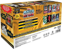 Topps Match Attax card game box side panel with gold-and-black graphics and barcode