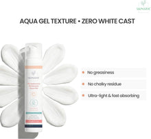 SkinSide aqua gel sunscreen texture, zero white cast claim, SPF 50