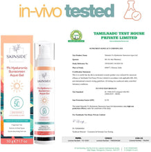 In-vivo tested SkinSide sunscreen aqua gel SPF 50 PA++++ with efficacy certificate