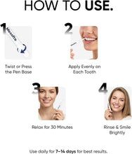 Teeth whitening pen shown applying evenly to the teeth