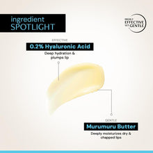 Creamy lip balm swirl with pale yellow, buttery texture for deep hydration