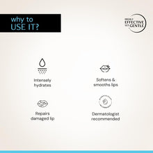 Lip balm use icons: intensely hydrates, smooths, repairs damaged lips