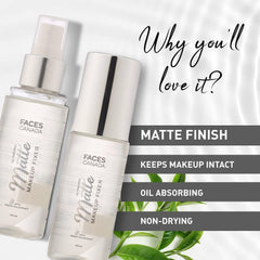 FACES CANADA Ultime Pro Matte Makeup Fixer – Long-Lasting Makeup Setting Spray, Oil Control, Hydrating & Refreshing, Non-Drying Matte Finish, 100 ml
