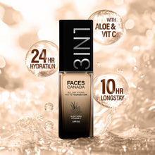 Matte foundation bottle in warm natural 021, with SPF30 and aloe vitamin C labeling