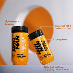 Nishman Mattifying Hair Volumizing Powder Wax for Men – Matte Finish, 24-Hour Strong Hold, Hair Styling Powder Wax, 10 g