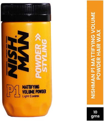 Nishman Mattifying Hair Volumizing Powder Wax for Men – Matte Finish, 24-Hour Strong Hold, Hair Styling Powder Wax, 10 g
