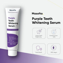 Masofta Purple Teeth Whitening Serum with Bromelain & Papain – Purple Tooth Whitening Serum for Yellow & Dark Stains, For Men & Women, 50 ml