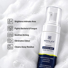 Mannlich Intimate Wash for Men – pH Balanced Intimate Hygiene Wash with Tea Tree Oil, Neem, Eucalyptus Oil & 1% Salicylic Acid, 150 ml