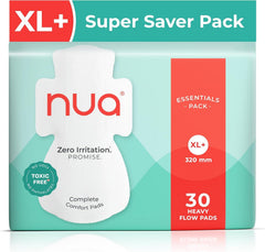 Nua Cotton Sanitary Pads for Women – Unscented, Leakproof & Soft, Designed for Heavy Flow, 30 Pads