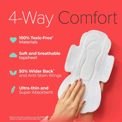 Nua Cotton Sanitary Pads for Women – Unscented, Leakproof & Soft, Designed for Heavy Flow, 30 Pads