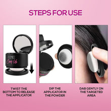 Black hair cover-up powder compact with mirror and puff applicator