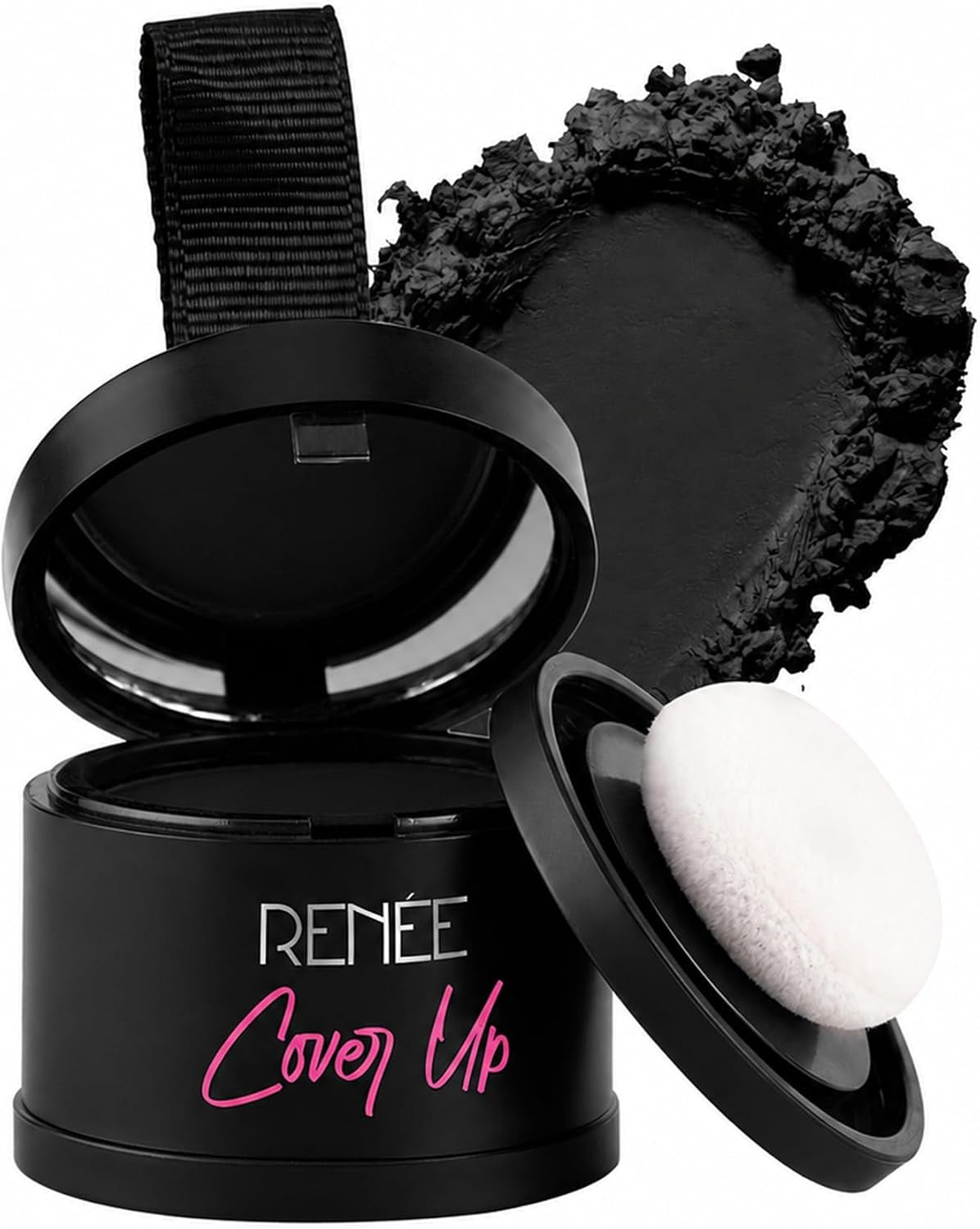 RENEE Cover-Up Hair Powder – Black, Instantly Covers Grey Roots & Bald Spots, Highly Pigmented, Fuller & Denser-Looking Hair, Long-Lasting Matte Finish, 4 g