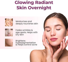Skincare face cream promotional graphic with a woman applying cream for glowing skin
