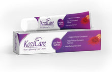 Kozicare skin lightening face cream box and tube with purple accents, 15g
