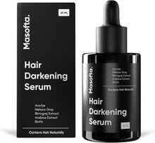 Hair darkening serum bottle and black box, 30 ml, with dropper pump