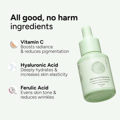 Gabit 20% Vitamin C Face Serum with Hyaluronic Acid, Ferulic Acid, Cica & Prebiotic/Probiotic – Brightening & Dark Spot Care – 30ml