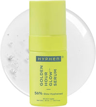 Hyphen Golden Hour Glow face serum bottle, lime green, 30 ml
