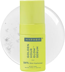 Hyphen Golden Hour Glow face serum bottle, lime green, 30 ml