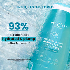 Dot & Key shower gel bottle with blue label, 250 ml
