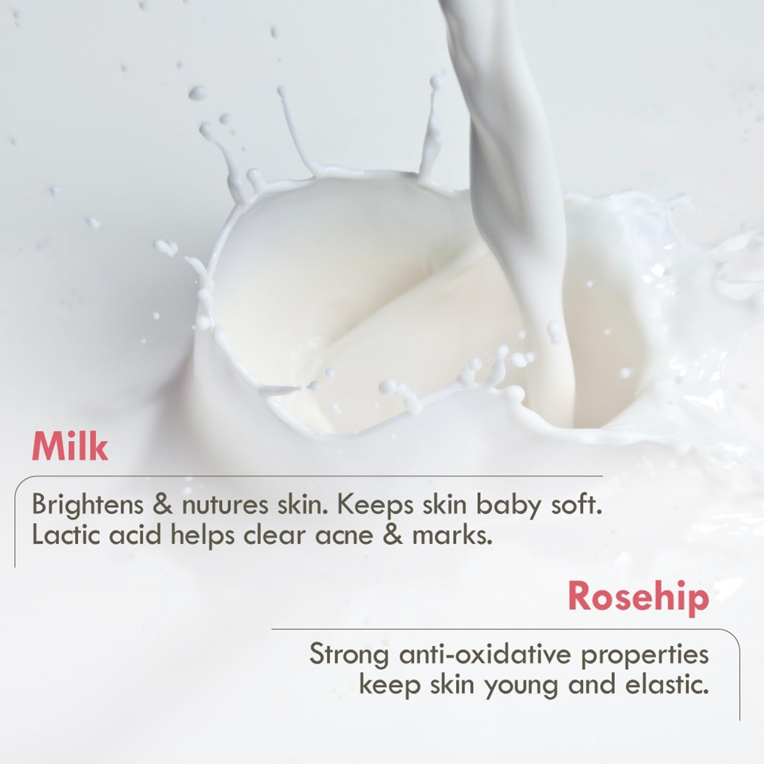 White bath soap bar with milk splash, smooth creamy surface