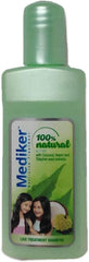 Mediker anti-lice treatment shampoo bottle with gray cap, 100% natural anti lice oil label