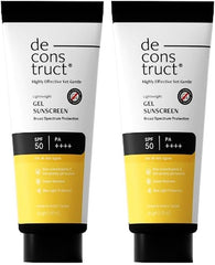 de construct face gel sunscreen, SPF 50 PA+++ tubes, black/white pack of 2