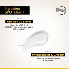de construct gel sunscreen tube, SPF 50 PA+++ with phospholipids & glycerin callout