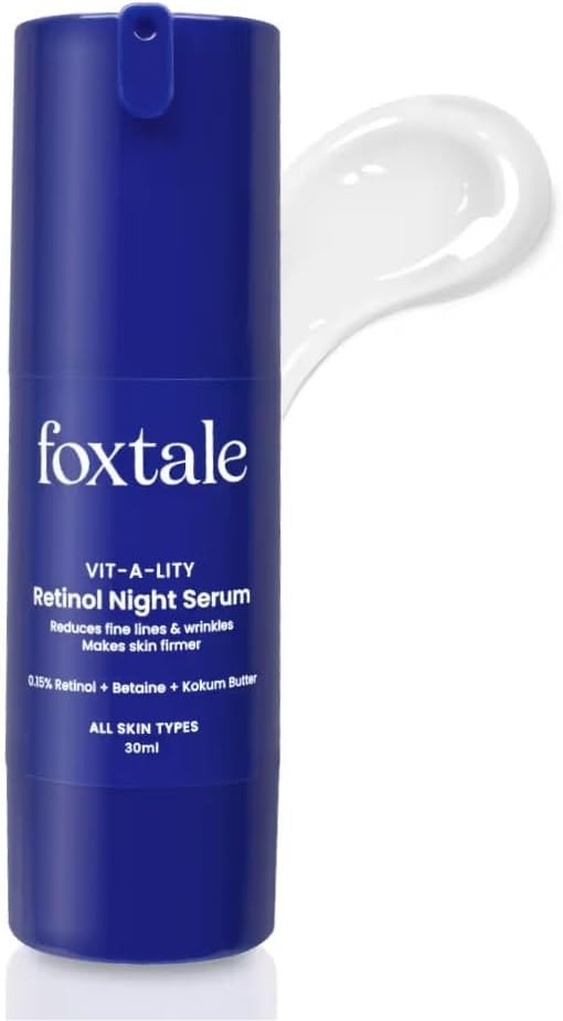 Foxtale Vit-A-Lity Retinol Night Serum blue bottle, 30ml